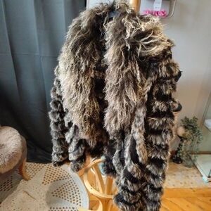 Chic Faux Fur Teddy Jacket - Black and Brown